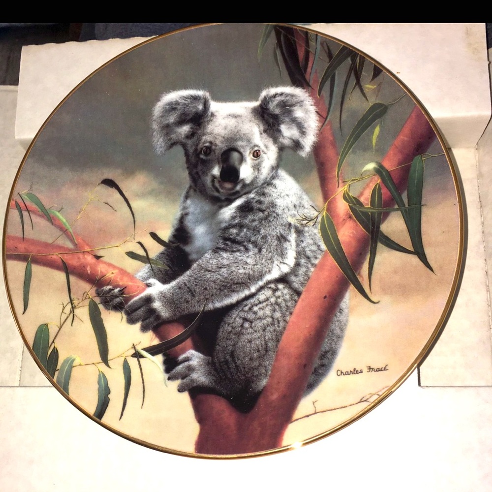 BRADEX THE KOALA 8.5” PLATE W’ COA ENDANGERED SPECIES BY CHARLES FRACE 1990